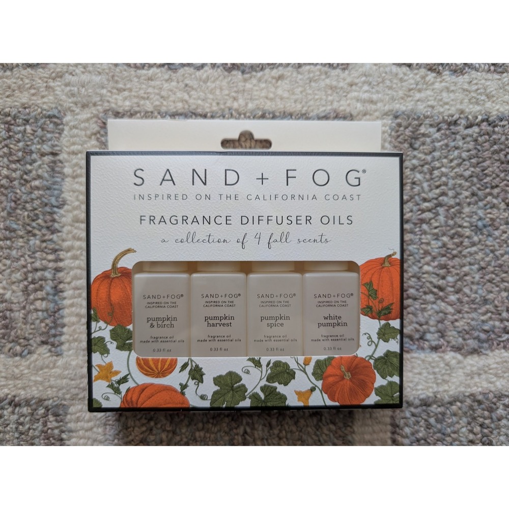 Sand + Fog Fall Fragrance‎ Diffuser Oils 4pk Pumpkin Birch Spice Autumn New